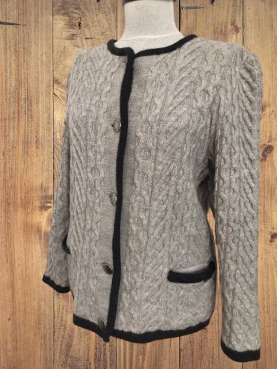 Tyrolean sweater, wool Austrian cardigan, Bavari