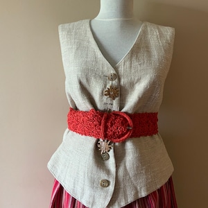 Linen vest, Bavarian vest, tyrolean vest, beige vest, folk vest, body warmer, farmhouse top, rustic top, Oktoberfest fashion