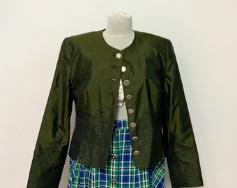 Original BERWIN & WOLF   silk dirndl blazer, stunning, trachten top, Bavarian Blouse, Oktoberfest Clothing, prairie top, tyrolean top