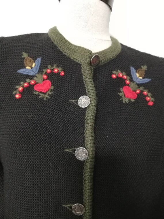 Tyrolean  sweater, hand embroidery flowers, Austr… - image 5