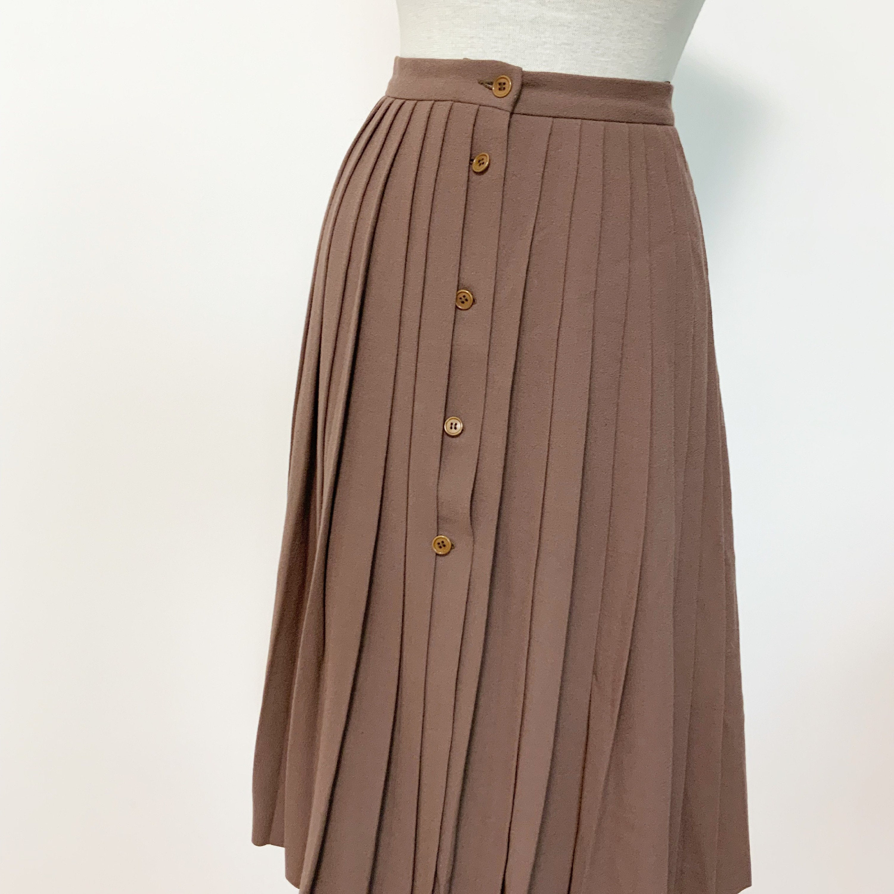 Christian DIOR Vintage pleated skirt brown skirt wool | Etsy