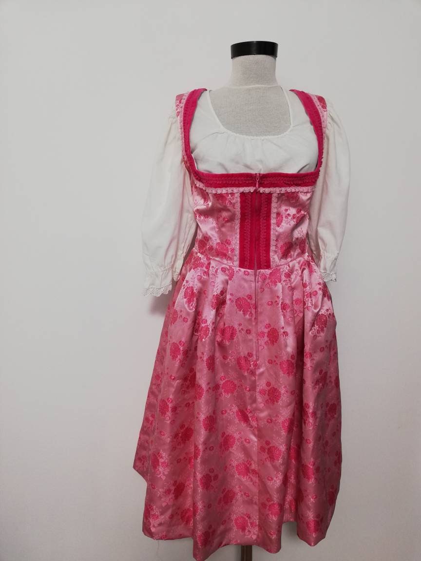Tyrolean Vintage Dirndl Dress, Pink Luxurious Dirndl, Trachten, Prairie