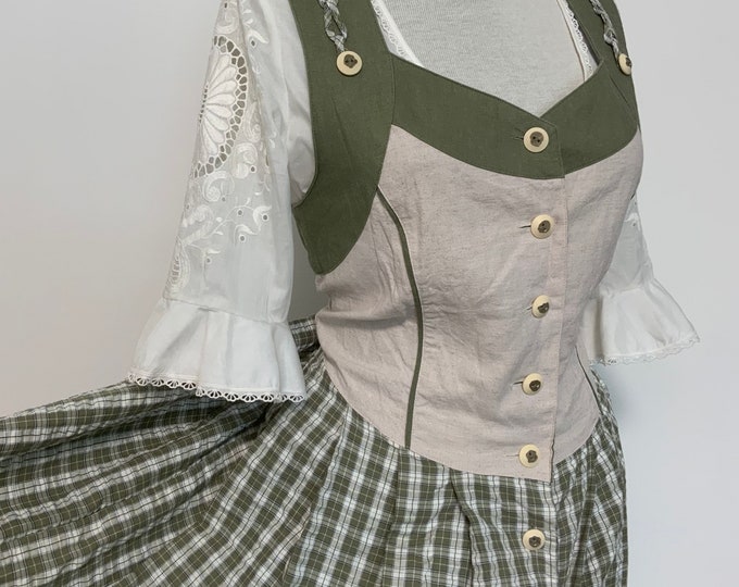 Vintage Dirndl Dress, Checkered Dirndl, Trachten, Prairie, Oktoberfest