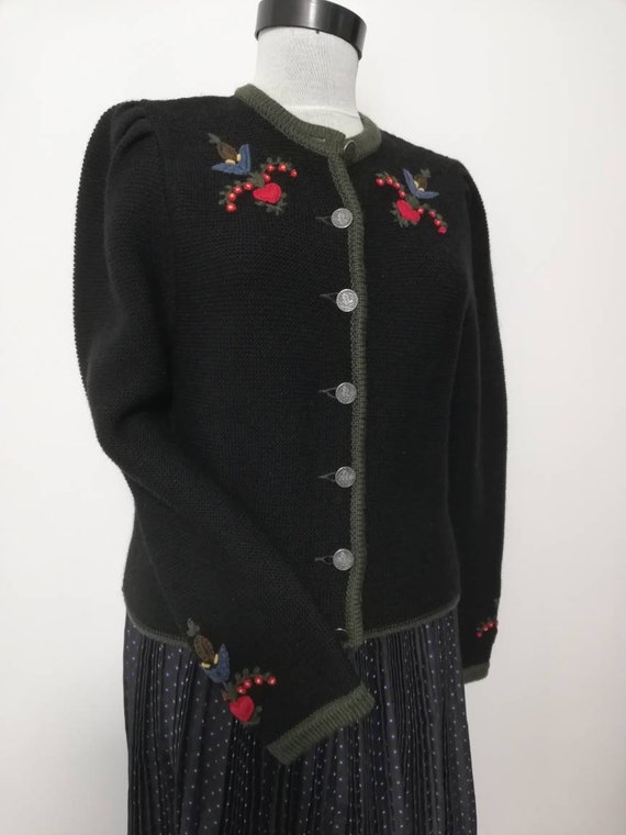 Tyrolean  sweater, hand embroidery flowers, Austr… - image 3