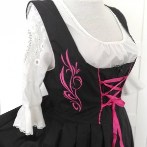 Gorgeous vintage dirndl dress, black and magenta dirndl, trachten, prairie, Oktoberfest, German Austrian dress,  tyrolean  folk dress