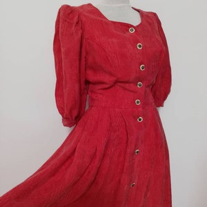 vintage dirndl dress, red cupro dirndl, trachten, prairie, Oktoberfest fashion, German Austrian dress, tyrolean dress, folk dress