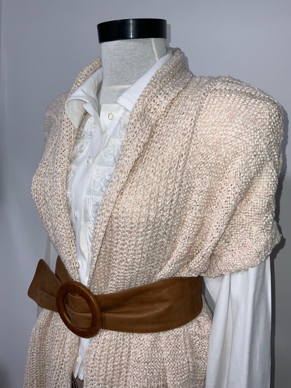 crochet vest, cream pink knitted vest, L size ves… - image 5