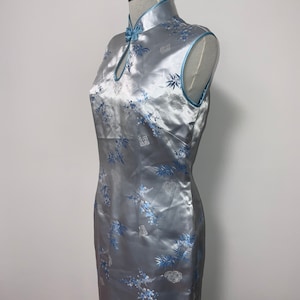 Chinese silk dress, blue kimono, ethnic dress, vintage Chinese dress