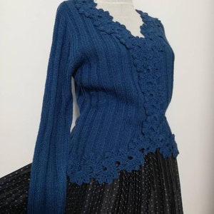 Royal blue knit sweater vintage sweater, lace  sweater, 90&#39; s sweater