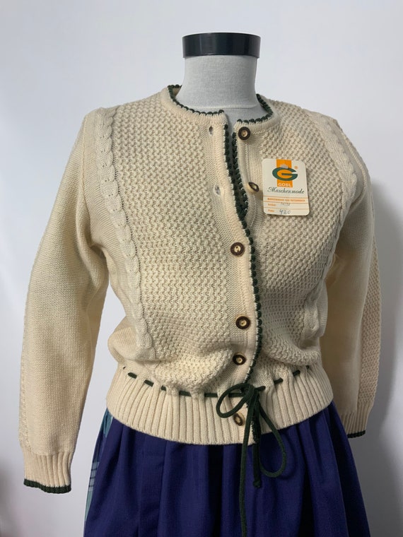 Tyrolean knit sweater, wool sweater,off white Aust