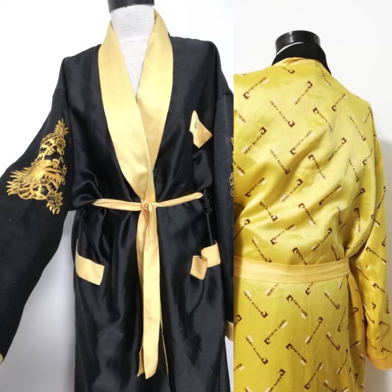 Luxurious vintage Pierre Cardin Kimono Robe,Christmas gift,Dressing gown,two face robe,dragon embroidery Robe,Christmas Gift unisex