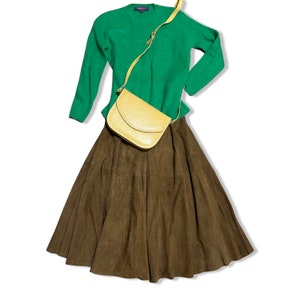 Vintage brown suede leather skirt, tan leather skirt, cinammon skirt, office skirt, long brown skirt