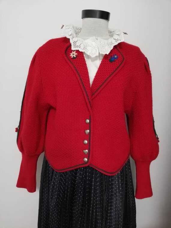 Tyrolean knit sweater, wool sweater, Austrian Car