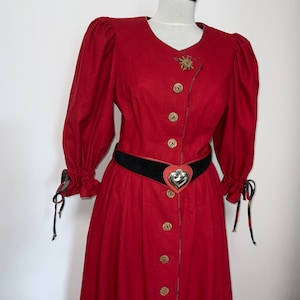 Gorgeous red wool dirndl dress, red DIRNDL, trachten, prairie, Oktoberfest fashion, German Austrian dress, tyrolean dress, vintage peasant