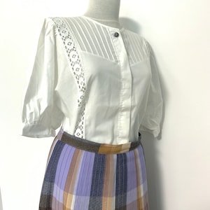 Gorgeous embroidered shirt, balloon sleeves, French shirt,office shirt,secretary shirt, cotton embroidery top, White lace blouse