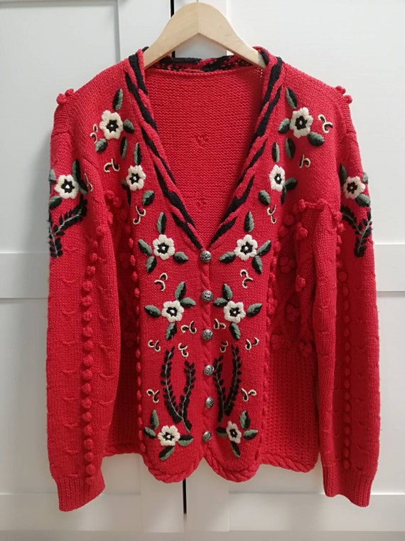 Tyrolean sweater,handmade embroidery wool Austri