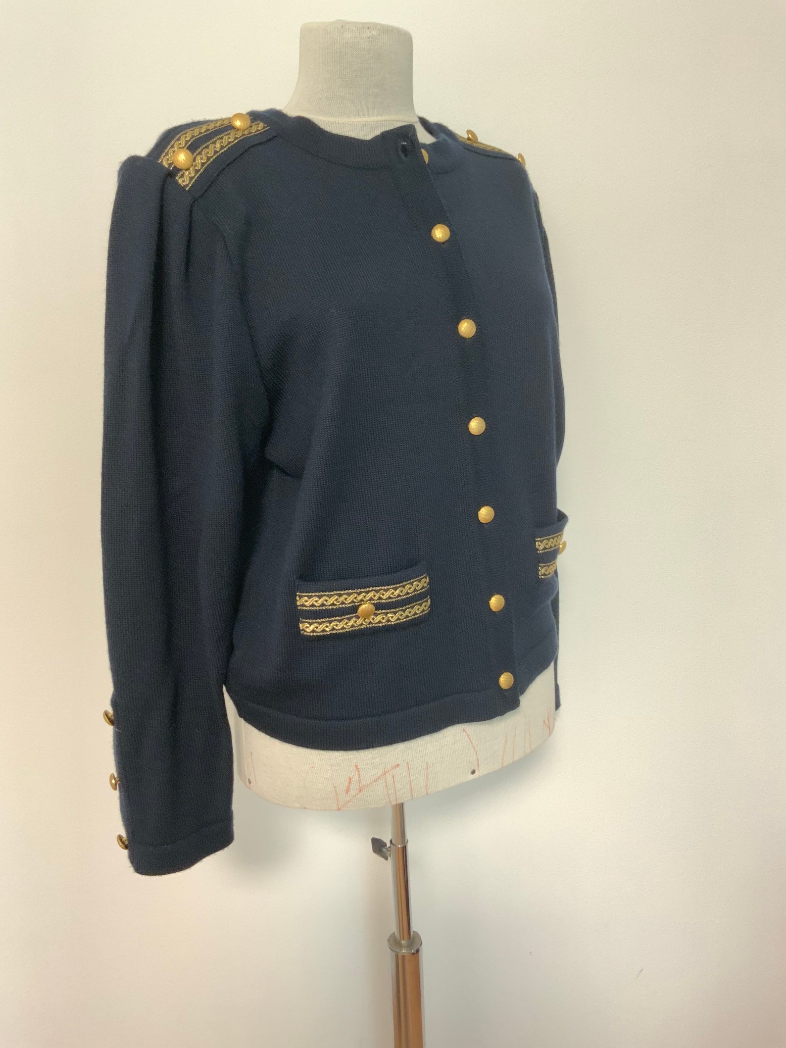 Navy Knit Sweater Golden Buttons Sweater Marine Inspired - Etsy