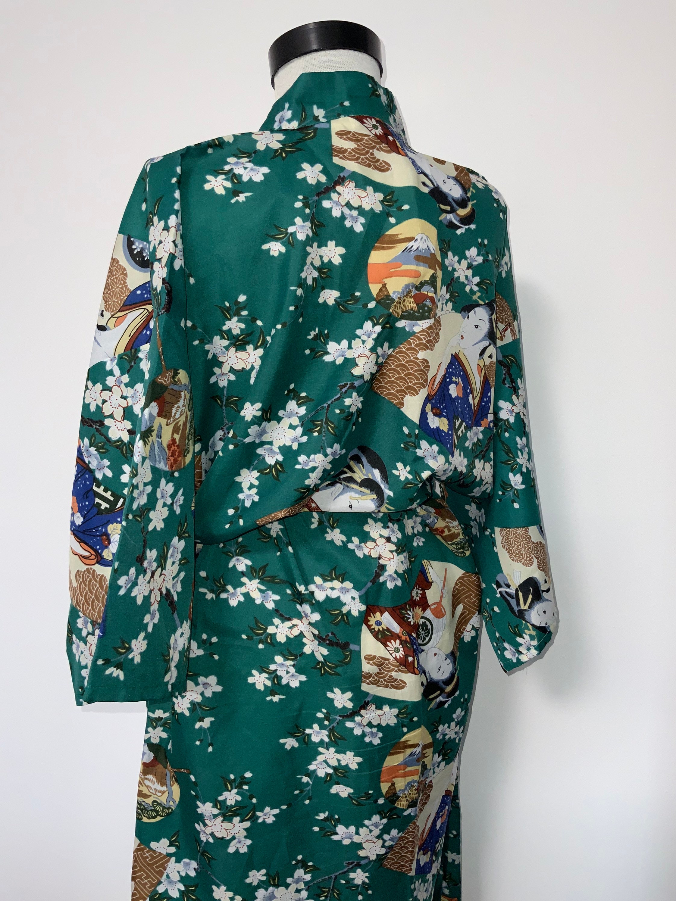 Emerald Green Kimono Robe Fancy Gift Green Kimono Chinese Etsy