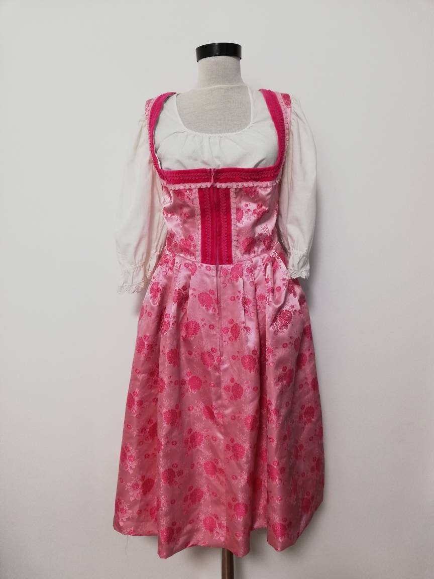 Tyrolean Vintage Dirndl Dress, Pink Luxurious Dirndl, Trachten, Prairie