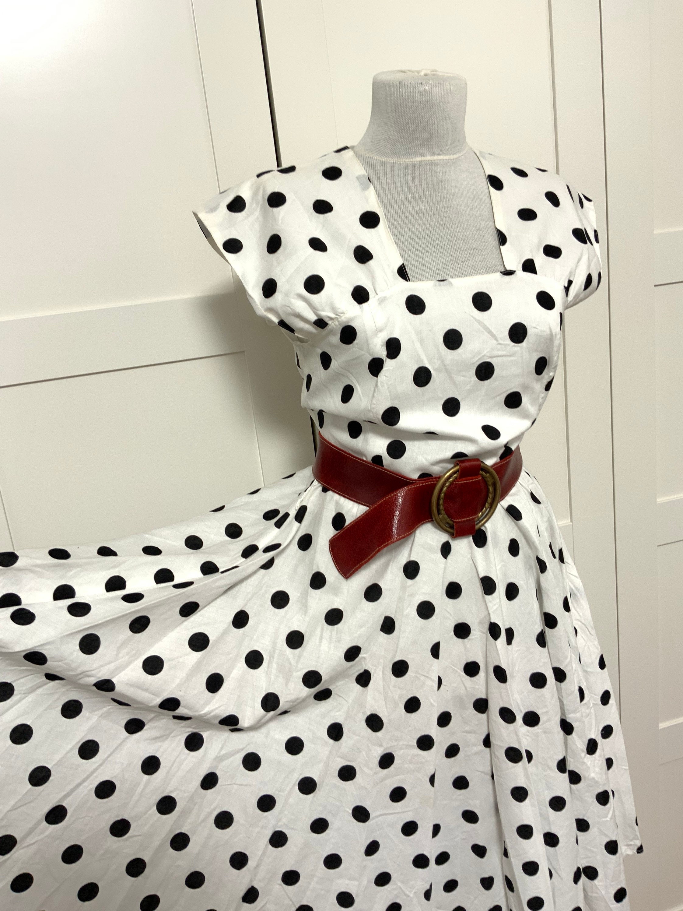 Vintage 90 S Dress Black White Polka 