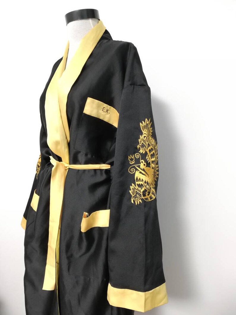 Luxurious vintage Pierre Cardin Kimono Robe,Christmas gift,Dressing gown,two face robe,dragon embroidery Robe,Christmas Gift unisex