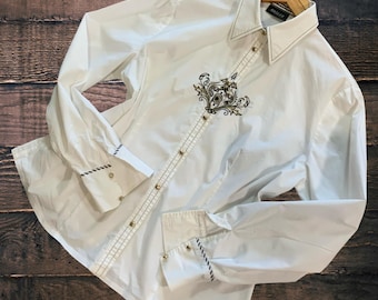 Camicetta Basler in cotone bianco ricamata, taglia 40