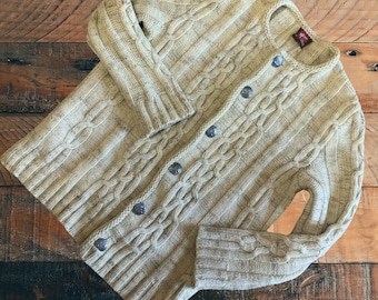 Cardigan tirolese vintage in lana, maglione bavarese a trecce, taglia M/L