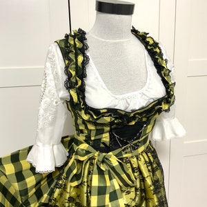 Gorgeous vintage dirndl dress,yellow checkered dirndl, trachten, prairie,Oktoberfest fashion, German Austrian dress, tyrolean, folk dress,