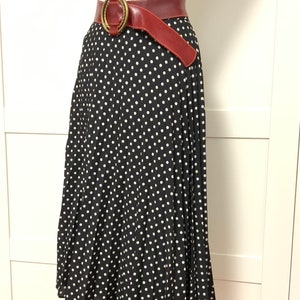 Vintage pleated skirt, black White polka dot  skirt, summer  skirt, office skirt, secretary skirt, S M Skirt