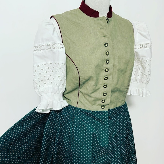 Original vintage ISOLA dirndl dress, green dirndl… - image 1