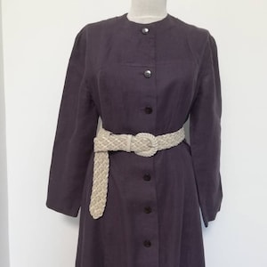 Gorgeous plum linen dress, prairie dress, m size dress, trachten dress purple
