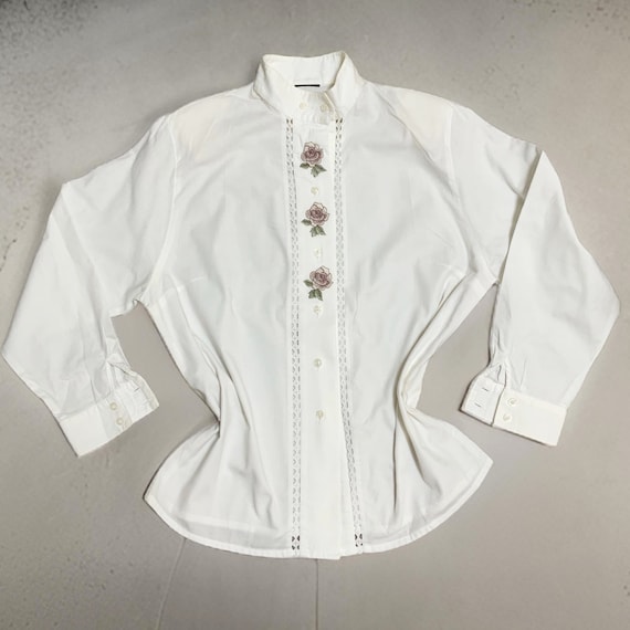 Chemise Blanche Dentelle Femme Chemisier Dirndl En Dentelle - Blanc Ou Noir - Col En V Et Manches Bouffantes Dirndl Femme