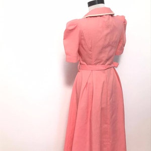 I love Lucy dress from the 60/70's vintage dress, pink dress, shirt collar, short puffy sleeves midi dress, s size dress, summer dress, image 8