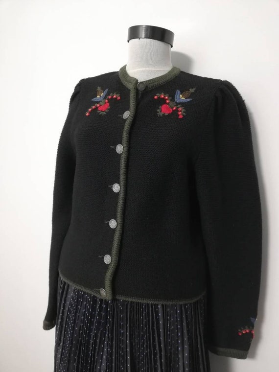 Tyrolean  sweater, hand embroidery flowers, Austr… - image 8