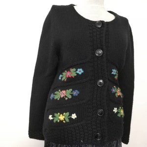 Tyrolean  sweater, hand embroidery flowers, Austrian sweater,Bavarian  sweater,trachten dirndl sweater, merino wool cardigan, wool handknit