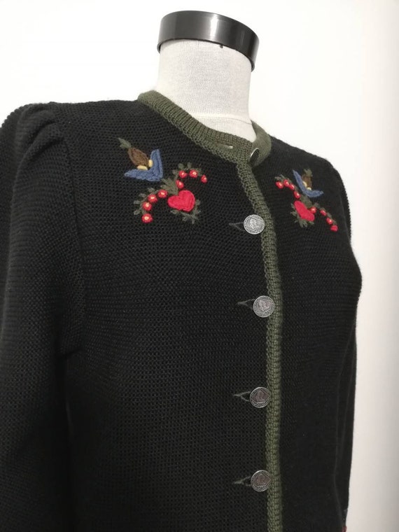 Tyrolean  sweater, hand embroidery flowers, Austr… - image 4