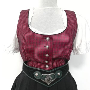 Original vintage WALDORF dirndl dress, RED BLACK dirndl, trachten, prairie, Oktoberfest fashion, German Austrian dress, tyrolean, folk dress