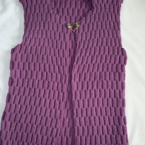 Chunky knit handmade vest, cable sweater knit, purple knit vest, short sleeves vest, folk vest, body warmer, farmhouse sweater, rustic knit