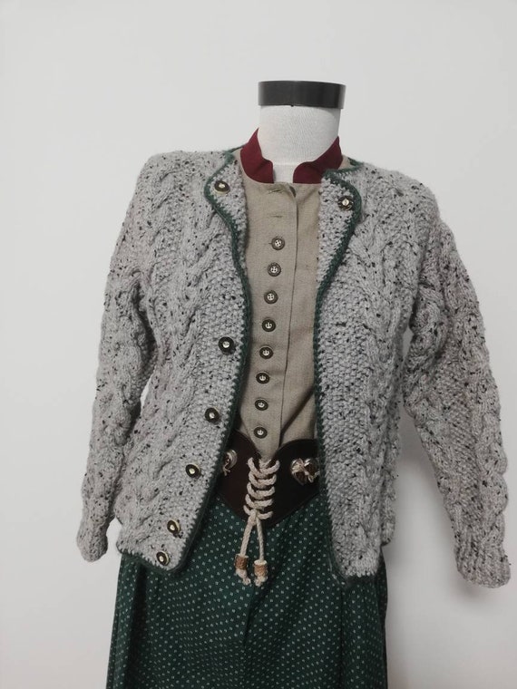Tyrolean hand knit sweater, wool sweater, balloon
