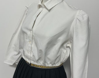 Vintage Crop Dirndl Top, White Trachten Bavarian Blouse, Oktoberfest Clothing, German Austrian fashion woman