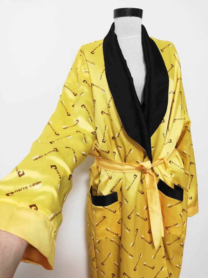 Luxurious vintage Pierre Cardin Kimono Robe,Christmas gift,Dressing gown,two face robe,dragon embroidery Robe,Christmas Gift unisex