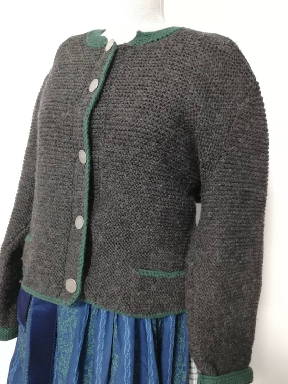 Tyrolean hand knit sweater, wool sweater,black Aus