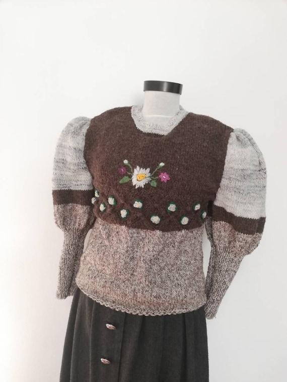 Tyrolean sweater,handmade embroidery wool Austri