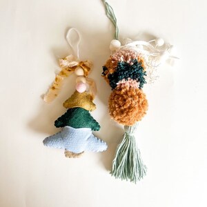 Tiered Tree & Coordinating Double Pom Tassel Stocking Hanger Set