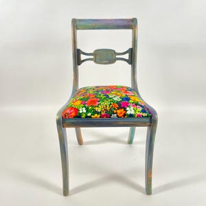 Botanical Art Vintage  Up-style Artsy Chair - Botanical Multi-print Art Chair - Retro Single Unique Multi-use Accent Chair