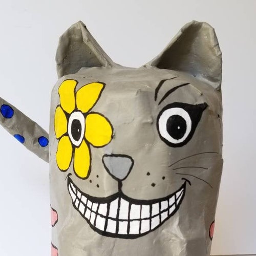 Papier mache cat, cat art agrohort.ipb.ac.id
