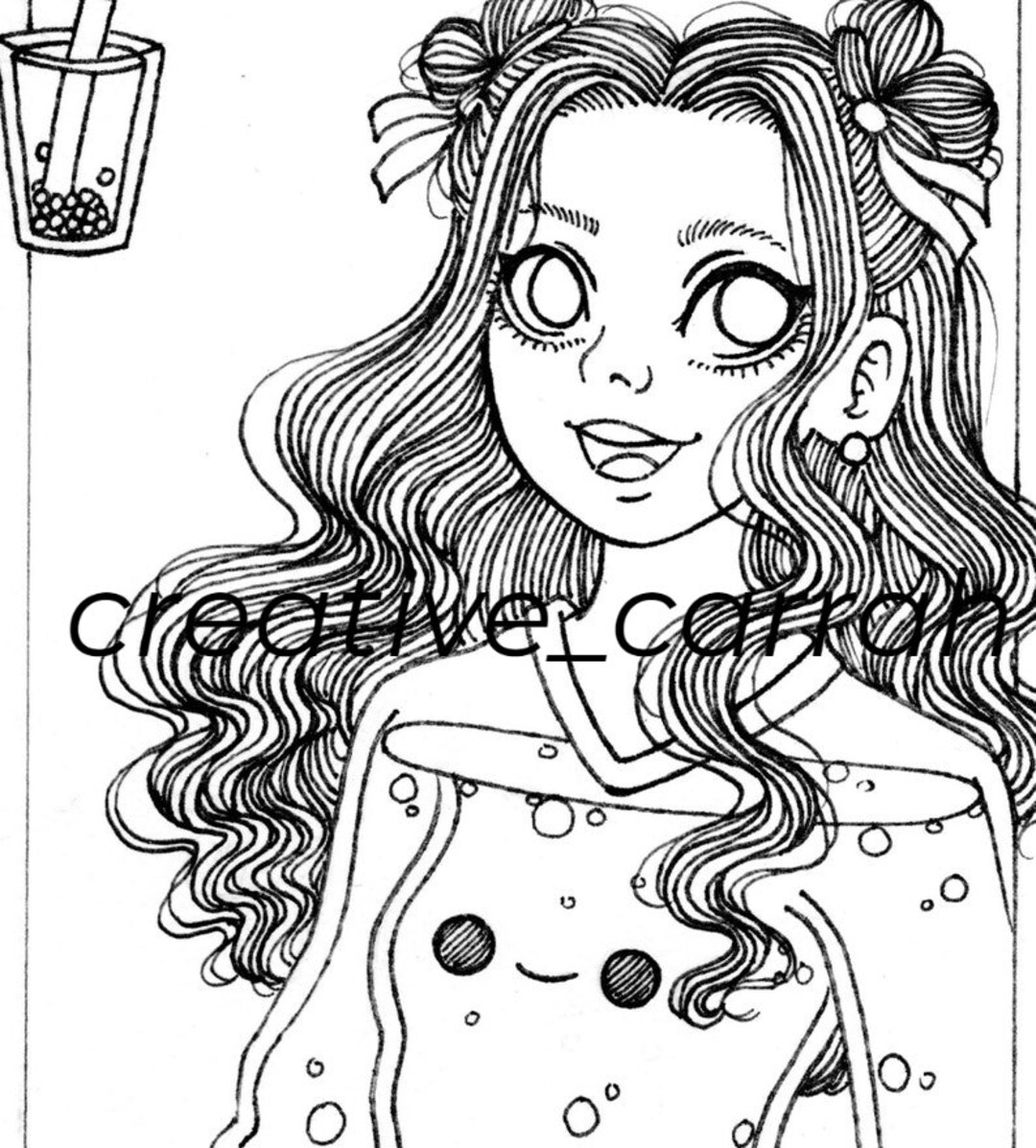 Boba Tea Girl Coloring Page Etsy