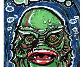Original Artwork - Glub. Original Gill Man drawing