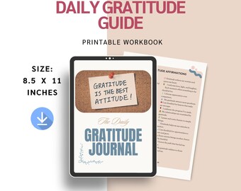 Cuaderno de ejercicios diarios de gratitud / Diario de autocuidado de 15 páginas imprimible / Reflexión y afirmaciones de 7 días / Diario de gratitud / Mindfulness (PDF imprimible)