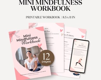 Mini cuaderno de mindfulness imprimible / Diario de autocuidado / Guía de bienestar mental y reflexión para mujeres / Descarga digital / Regalo de terapia de salud